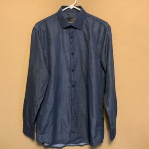 Black Label by Ruffini Men’s Long Sleeved Dress Shirt Size 15.5 Blue